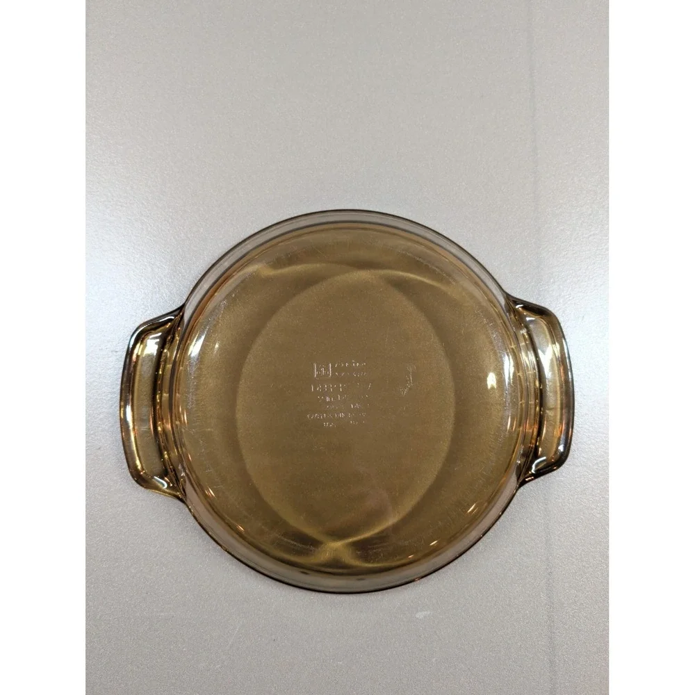 Anchor Hocking Amber Glass Deep Pie Plate 9 Inch Round Ovenware 1 Qt with Handle